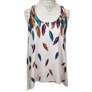 Apt 9 Multi Vibrant Colors Feathers Falling Sleeveless Tunic Blouse Shirt Top